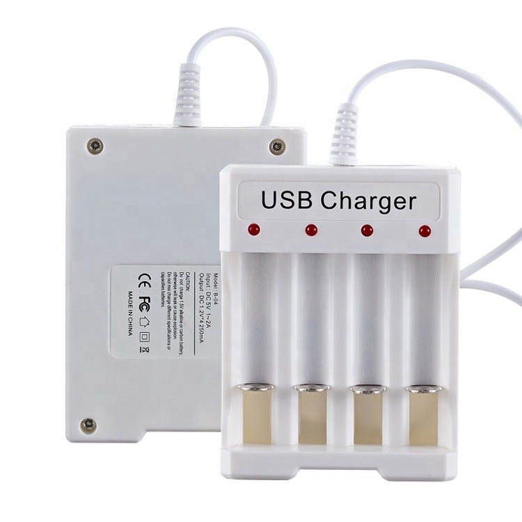 Battery Charger Black 4 Slots USB AC 110V 220V