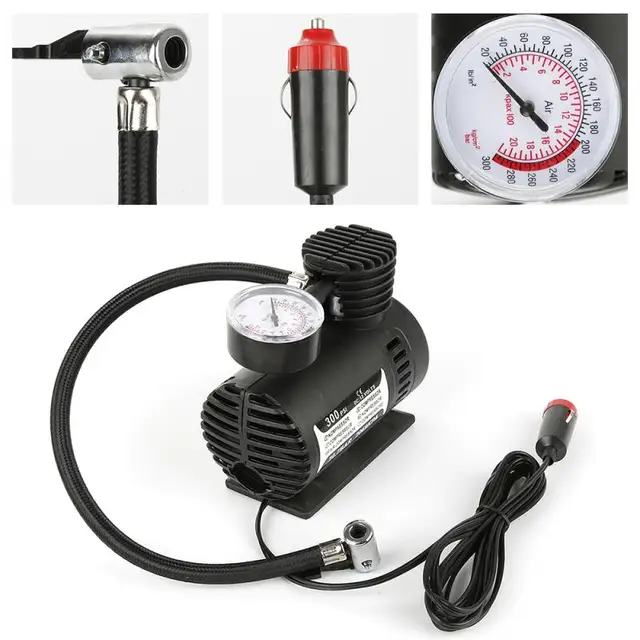 ម៉ាស៊ីនសប់កង់ 12V Portable Air Compressor Electric Pump ABS