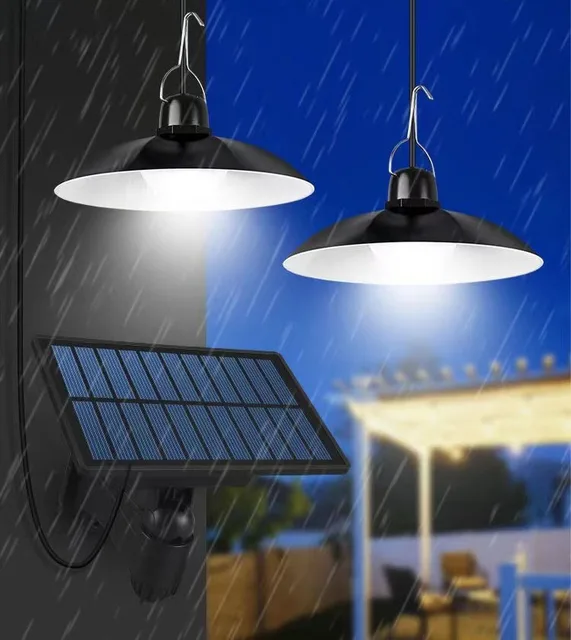 Outdoor Lamp with Solar panel 2 lamp ខ្សែ10m