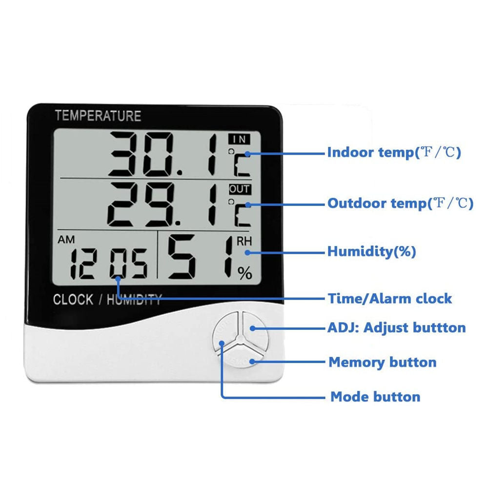 LCD Electronic Digital Temperature Humidity Meter 2meter cable