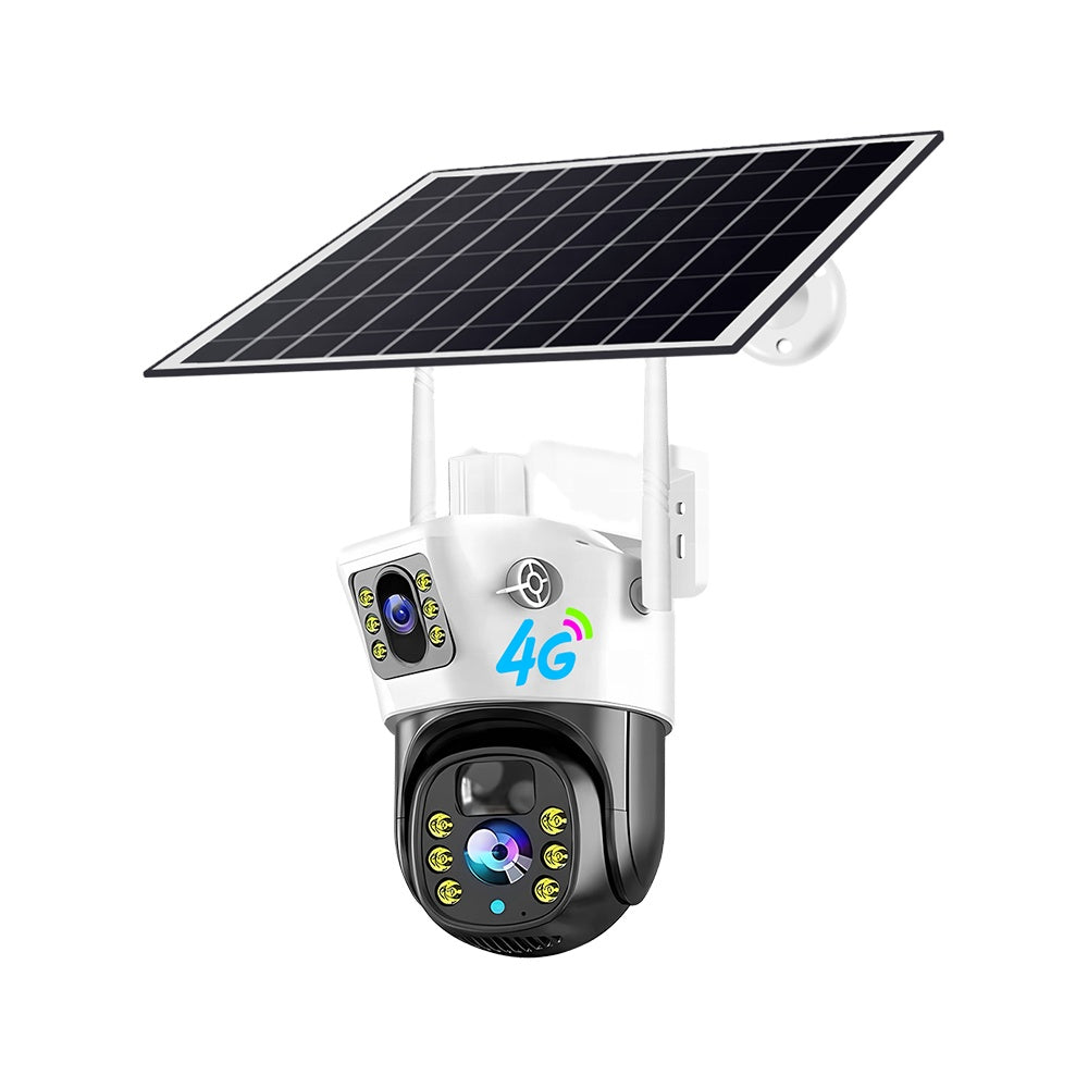 Camera Solar 4G 2in1 ប្រើជាមួយស៊ីមកាត មានកាមេរ៉ា២ អាចបង្វិល 360ដឺក្រ មើលពីគ្រប់ទីកន្លែង