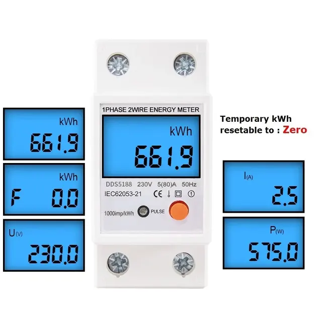 QJC Single Phase Energy Meter / កុងទ័រភ្លើងដាក់តាមផ្ទះ អាចពិនិត្យថាមពលប្រើប្រាស់ប្រចាំថ្ងៃ