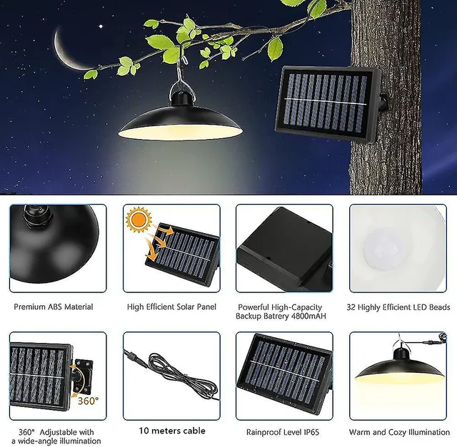 Outdoor Lamp with Solar panel 2 lamp ខ្សែ10m