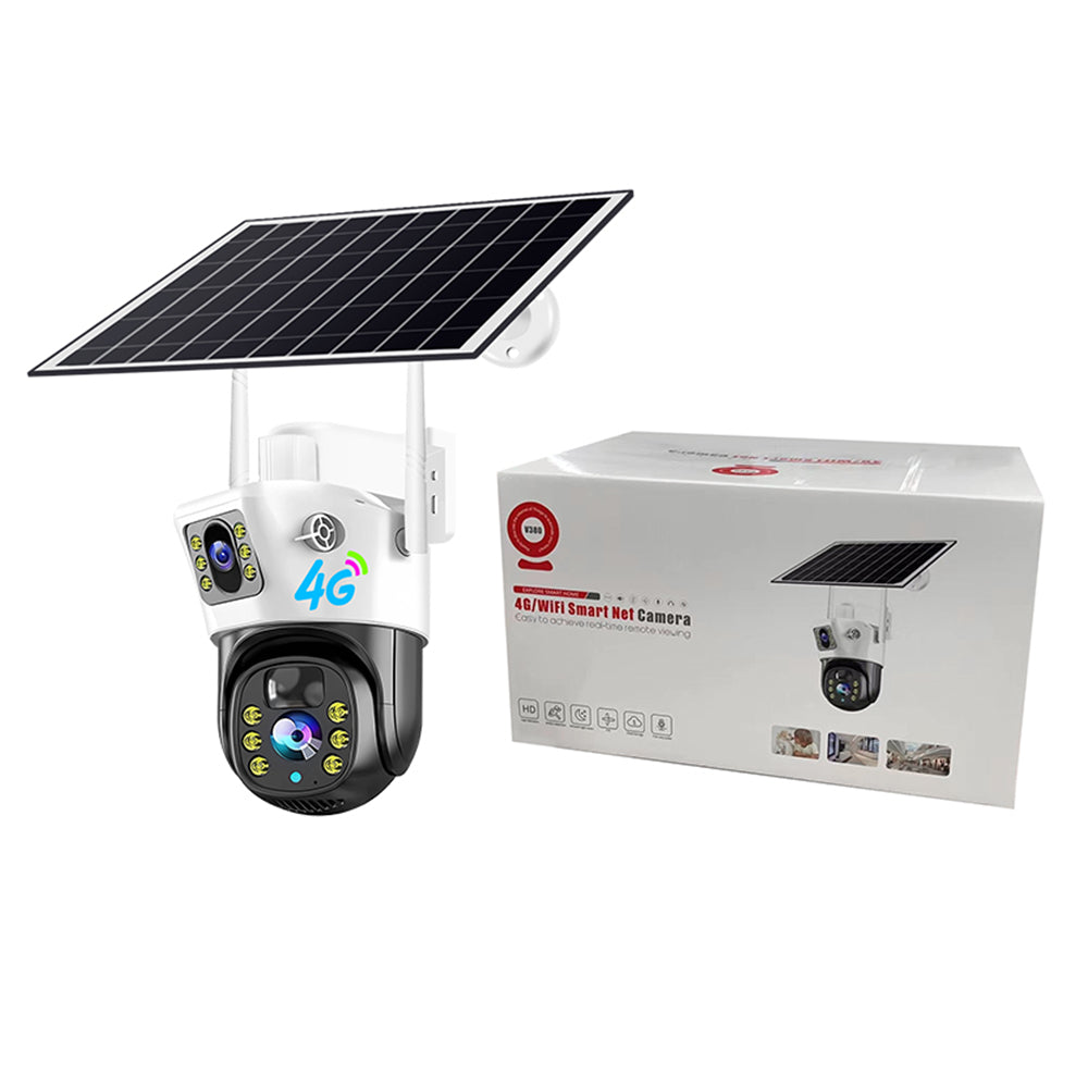 Camera Solar 4G 2in1 ប្រើជាមួយស៊ីមកាត មានកាមេរ៉ា២ អាចបង្វិល 360ដឺក្រ មើលពីគ្រប់ទីកន្លែង