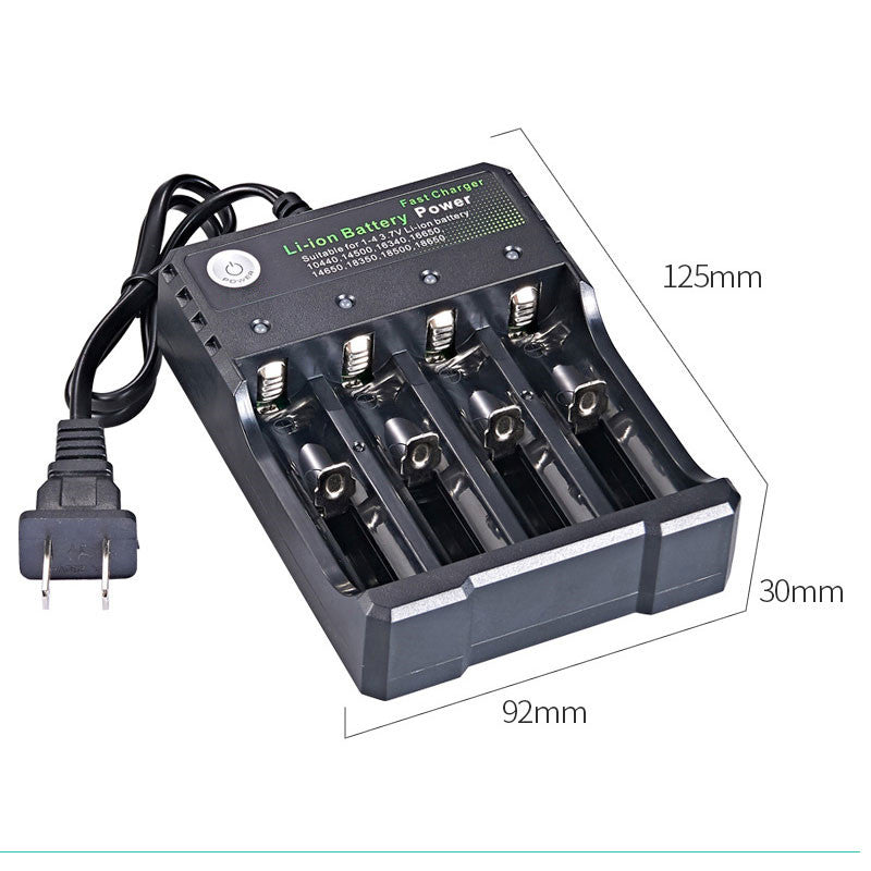 18650 Battery Charger Black 4 Slots AC 110V 220V