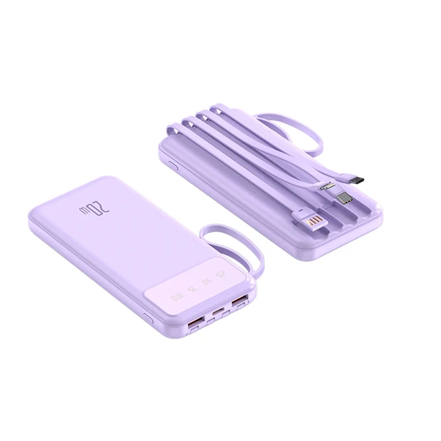 Powerbank 10000mah មានខ្សែសាក 4ប្រភេទ