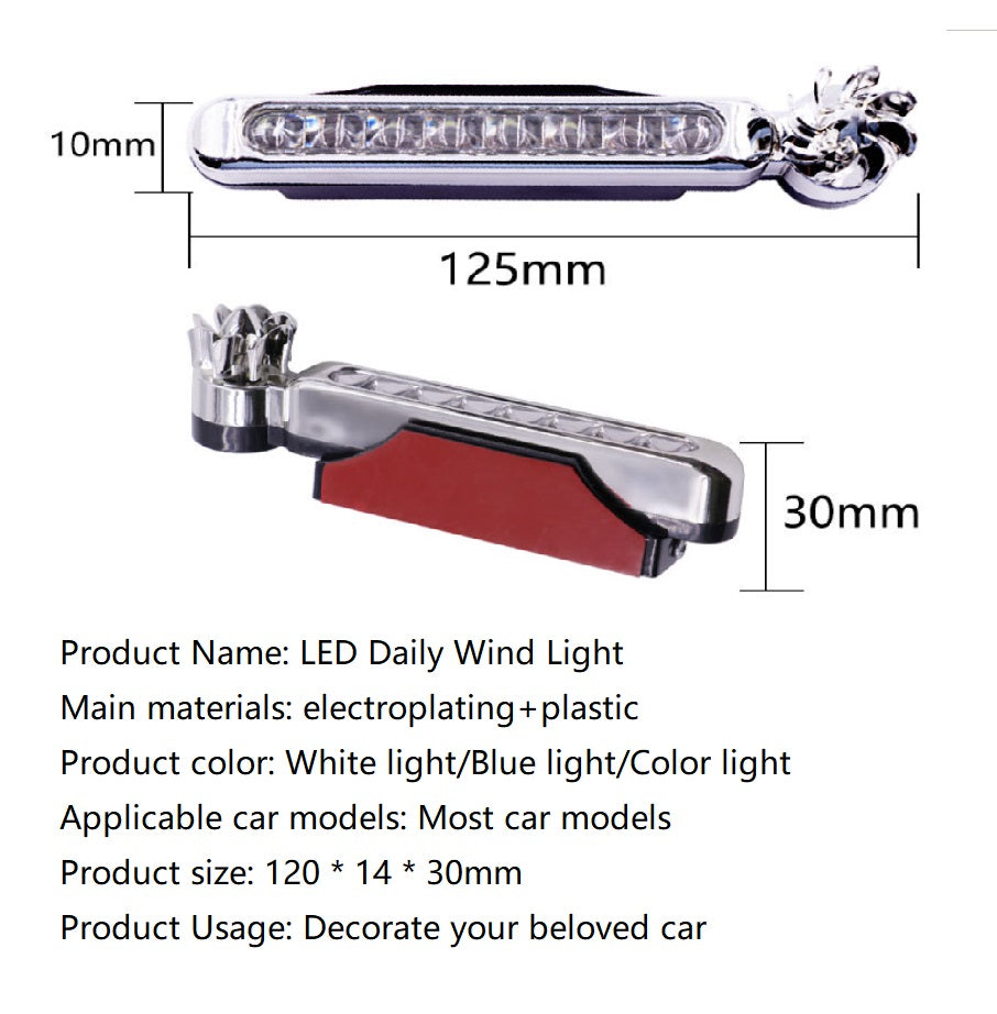 Car decorative lights, wind powered lights, car and motorcycle wind powered daytime running lights, LED decorative lights