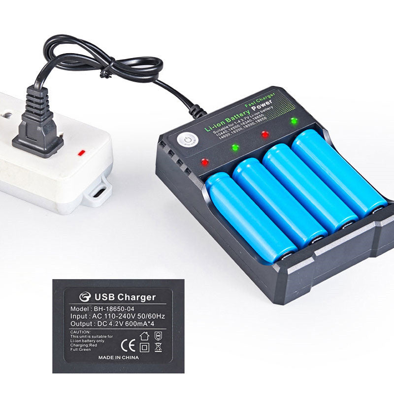 18650 Battery Charger Black 4 Slots AC 110V 220V