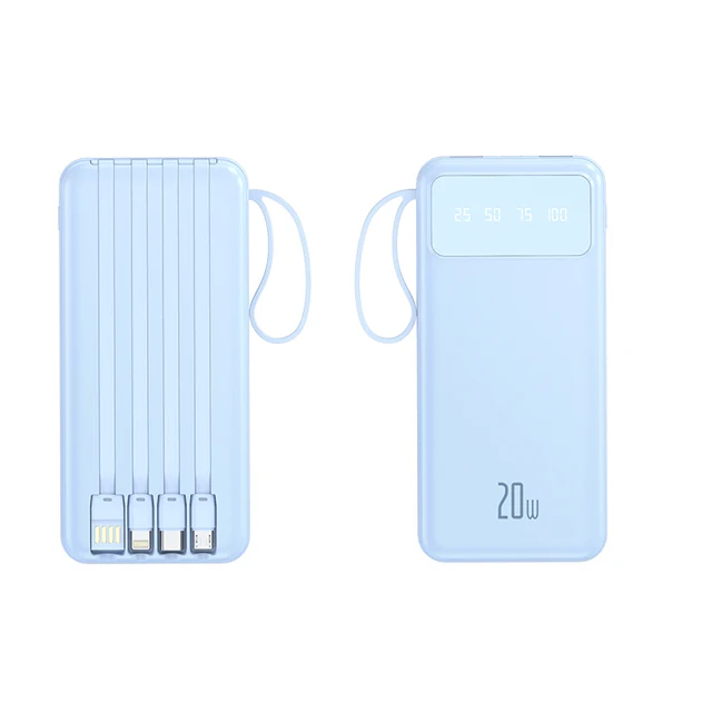 Powerbank 10000mah មានខ្សែសាក 4ប្រភេទ