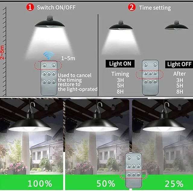 Outdoor Lamp with Solar panel 2 lamp ខ្សែ10m