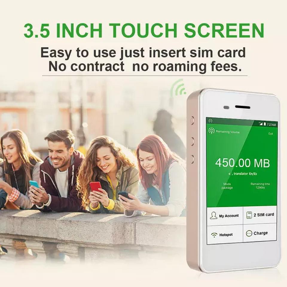 Modem 4G ដាក់sim បាន2 អាចប្រើជា Powerbank បាន Touch Screen កំលាំងថ្មខ្លាំង 7200mah