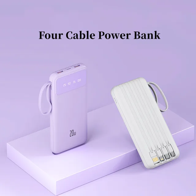 Powerbank 10000mah មានខ្សែសាក 4ប្រភេទ